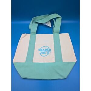 Trader Joe's 2026 Spring Mini Pastel Mint Green Canvas Tote Bag NEW NWT